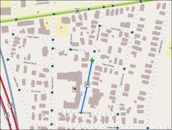 Green plus symbol in the to measure location